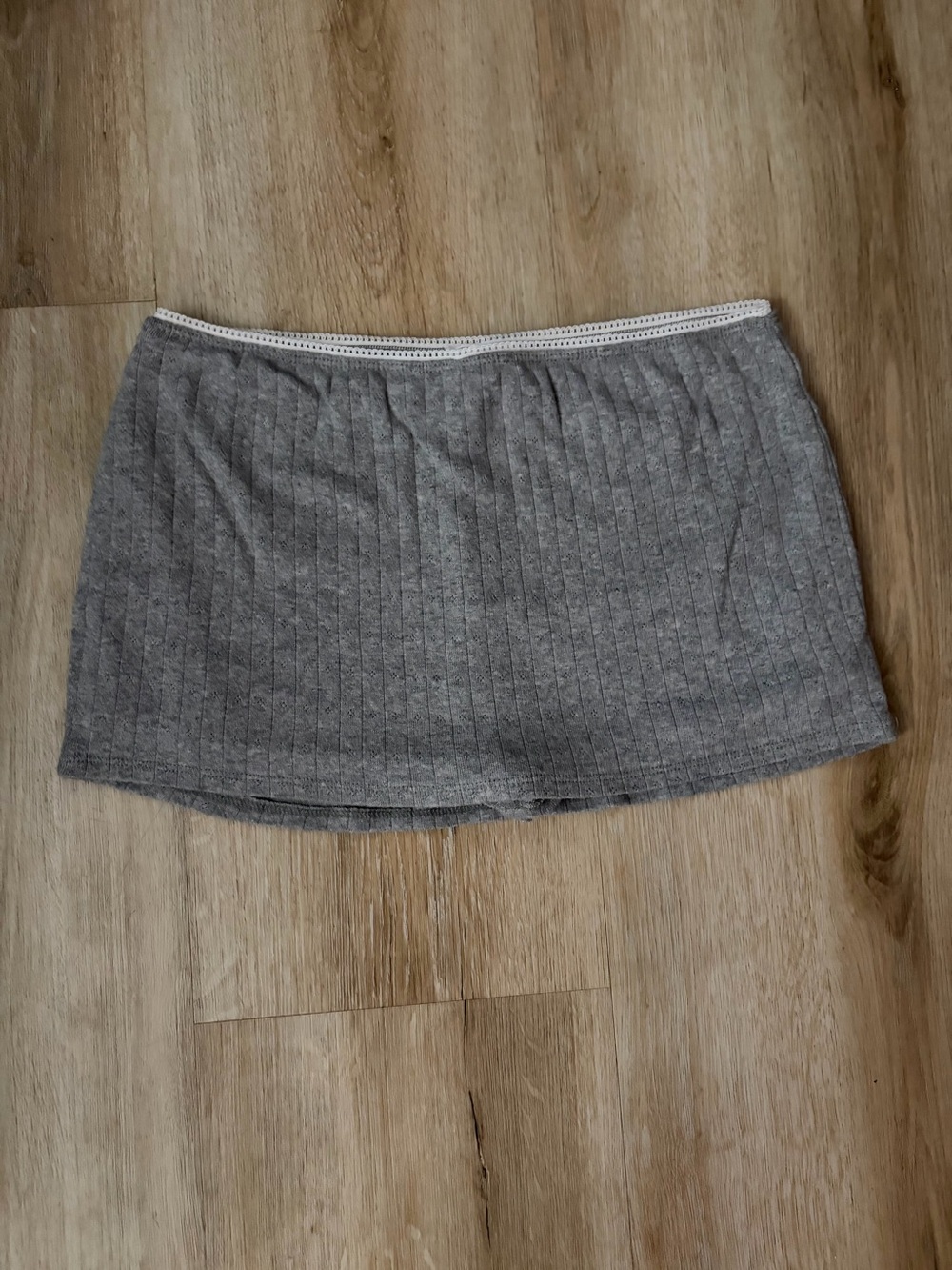 Classic Grey Ribbed Mini Skirt